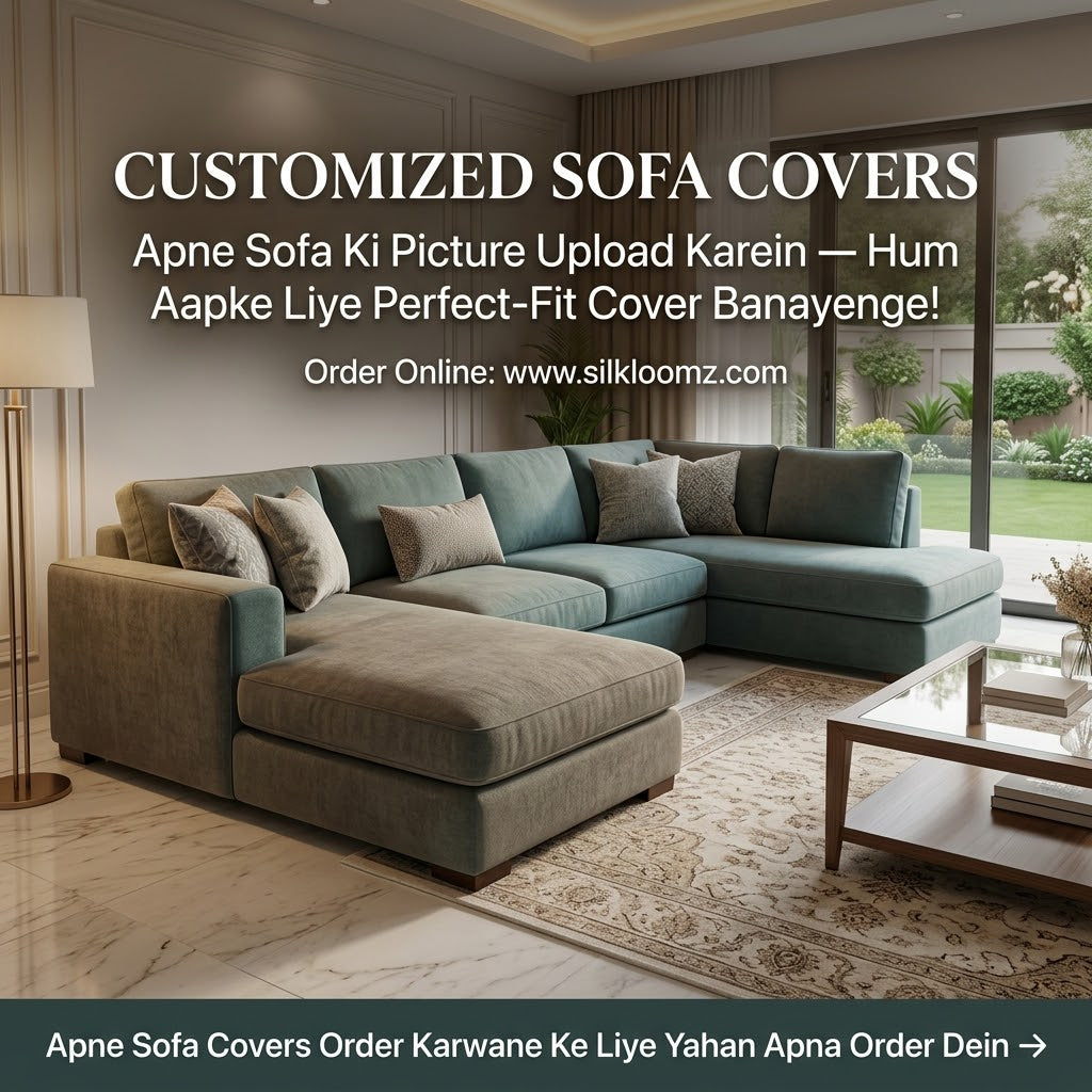 Custom stripe sofa covers in Bubble and Jacquard fabric by Silk Loomz