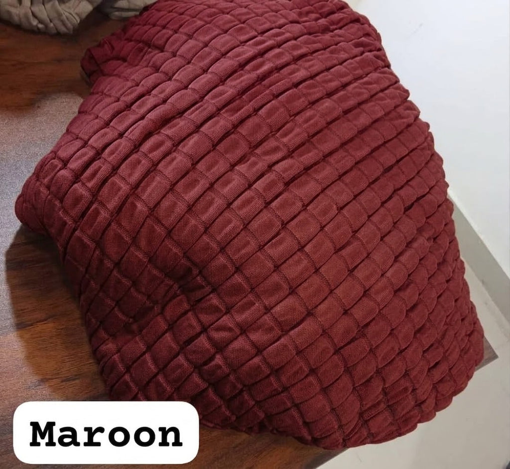Bubble Sofa Cover – Stretchable Cover with Bubble Texture | Slip-Resistant |Maroon Colour