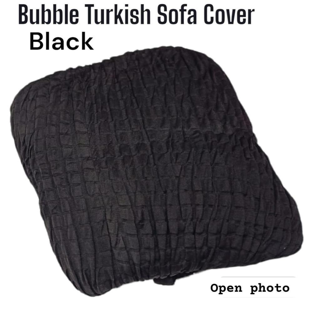 Bubble Sofa Cover – Stretchable Cover with Bubble Texture | Slip-Resistant |Black Colour