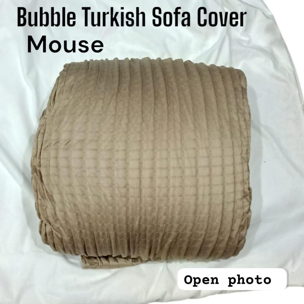 Bubble Sofa Cover – Stretchable Cover with Bubble Texture | Slip-Resistant |Mouse Colour