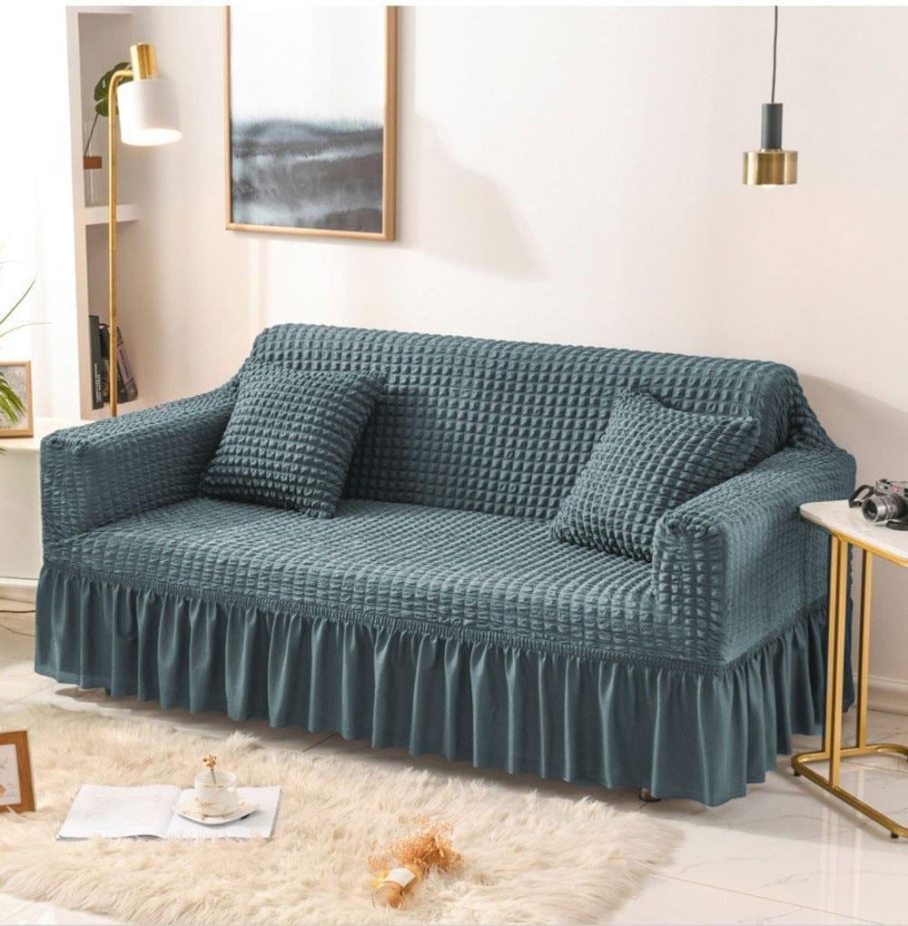 Bubble Sofa Cover – Stretchable Cover with Bubble Texture | Slip-Resistant | Gray Colour