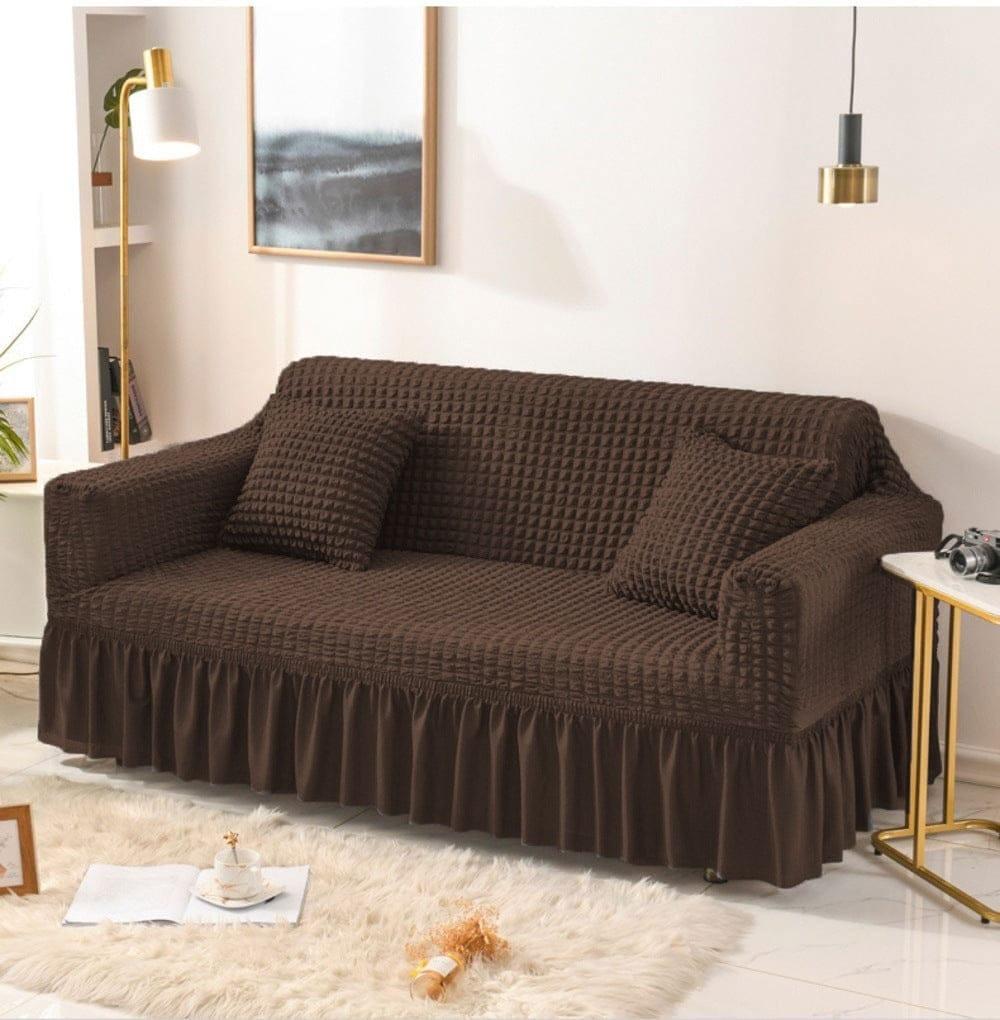 Bubble Sofa Cover – Stretchable Cover with Bubble Texture | Slip-Resistant | Chocolate Colour