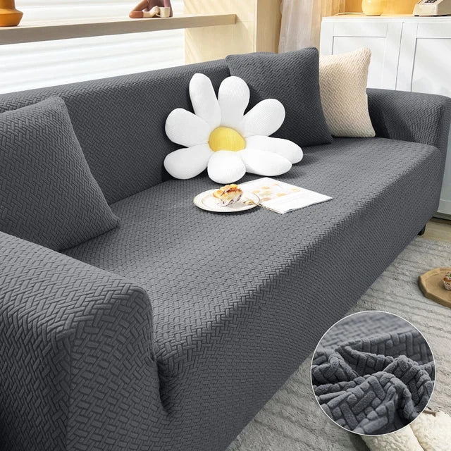 Custom stripe jacquard sofa cover by Silk Loomz
