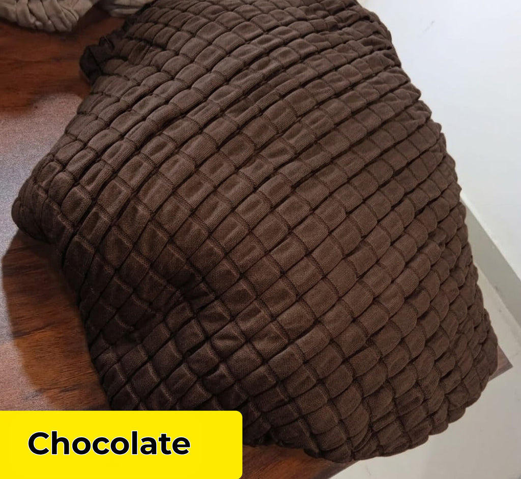 Bubble Sofa Cover – Stretchable Cover with Bubble Texture | Slip-Resistant | Chocolate Colour