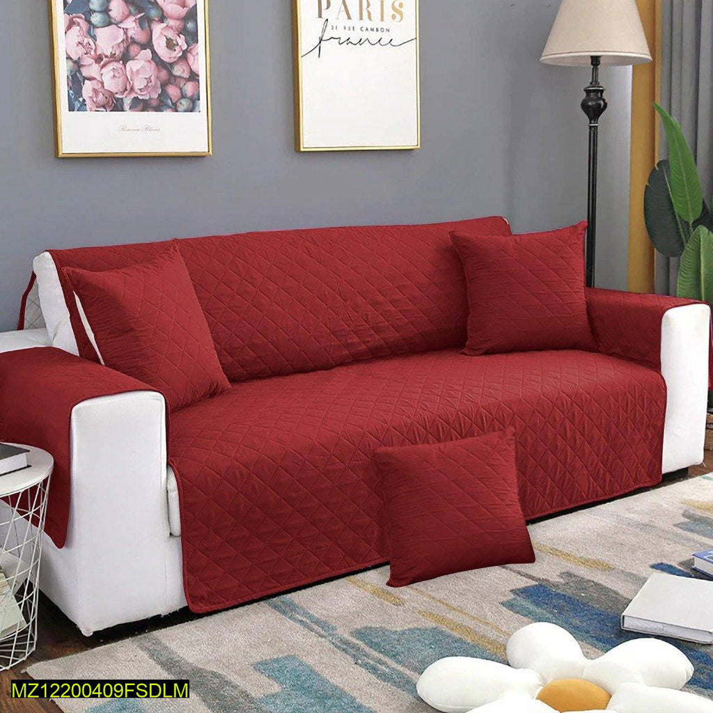 Premium Ultrasonic Quilted Sofa Cover-Sofa Coat- Export Quality Micro Fabric Easy Washable  - Maroon Colour