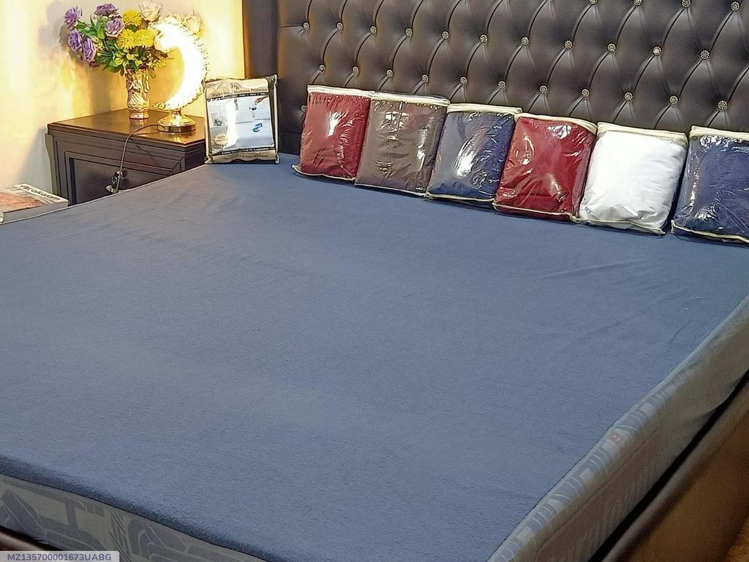 Terry Cotton Mattress Cover Gray Double Bed
