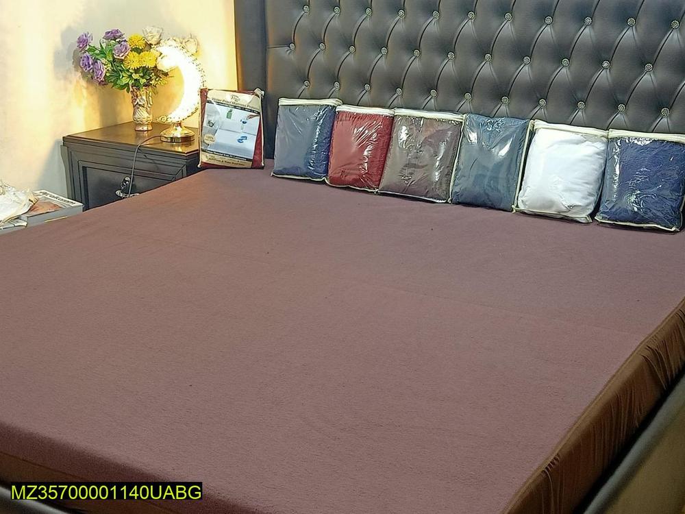 Terry Cotton Mattress Cover Brown Double Bed
