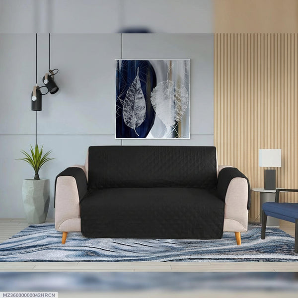 Premium Ultrasonic Quilted Sofa Cover-Sofa Coat- Export Quality Micro Fabric Easy Washable  - Black Colour