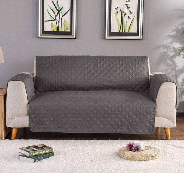 Premium Ultrasonic Quilted Sofa Cover-Sofa Coat- Export Quality Micro Fabric Easy Washable  - Gray  Colour
