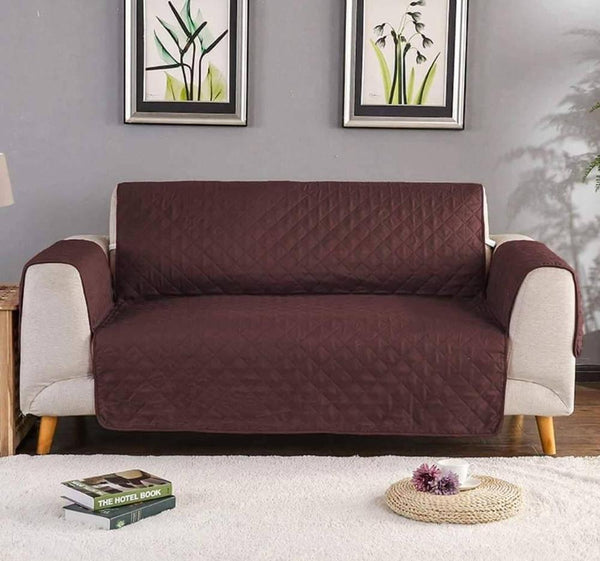 Premium Ultrasonic Quilted Sofa Cover-Sofa Coat- Export Quality Micro Fabric Easy Washable  - Chocolate Colour
