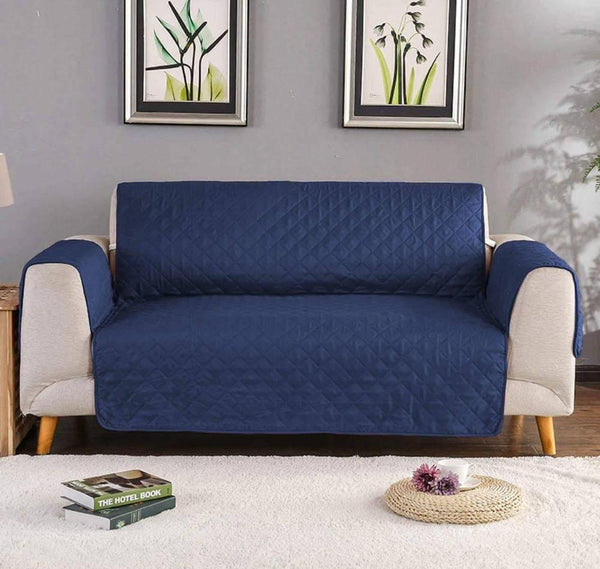 Premium Ultrasonic Quilted Sofa Cover-Sofa Coat- Export Quality Micro Fabric Easy Washable  - Blue Colour